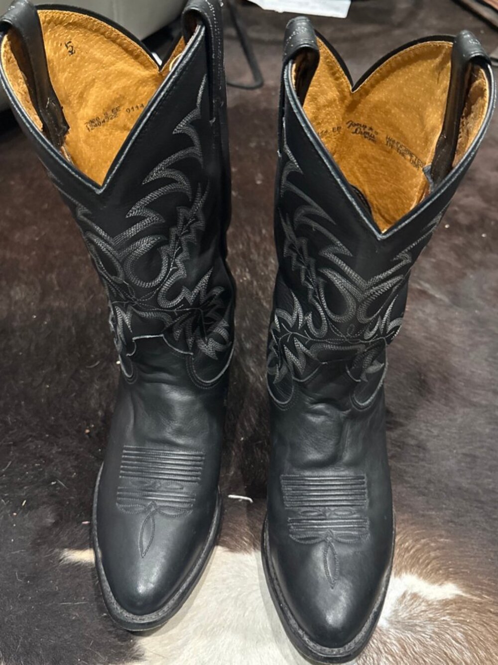 Tony Lama Segar Black Leather 12” Western Cowboy Boots Men’s 9 EE